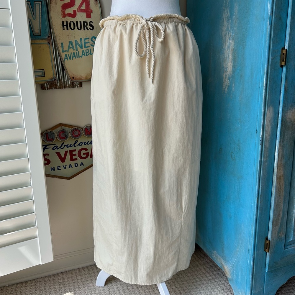 Classic Cream Maxi Skirt with Drawstring Waist